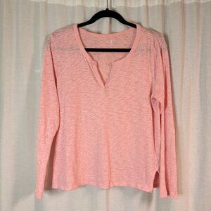 Gap Pink Slub Knit Long Sleeve Henley Top Size Medium